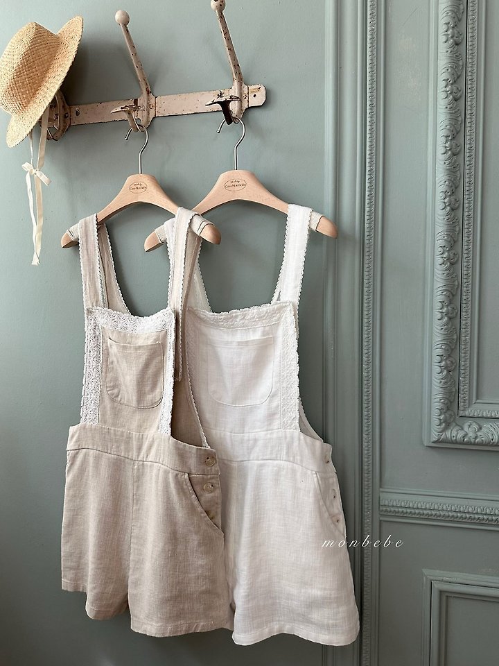 Monbebe - Korean Women Fashion - #romanticstyle - Pure Linen Suspender Pants (Adult) - 3
