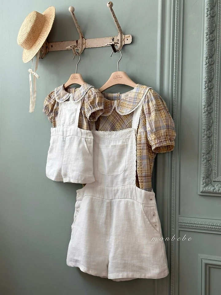 Monbebe - Korean Women Fashion - #romanticstyle - Pure Linen Suspender Pants (Adult) - 4