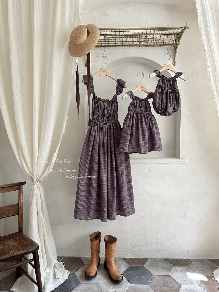 Monbebe - Korean Women Fashion - #womensfashion - Maple Check One-piece (Adult) - 5