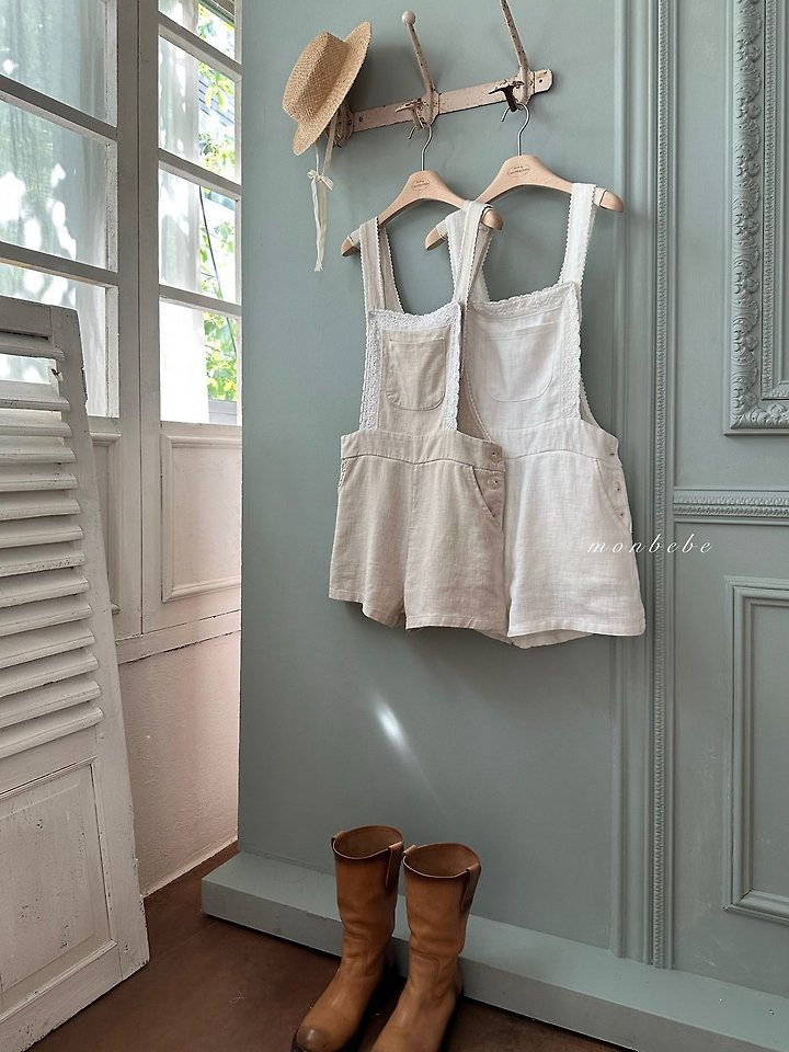 Monbebe - Korean Women Fashion - #womensfashion - Pure Linen Suspender Pants (Adult) - 8
