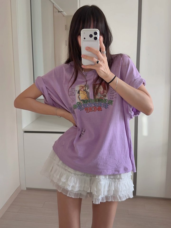 Moran Women - Korean Women Fashion - #momslook - Blondie Vintage Washed Tee - 9