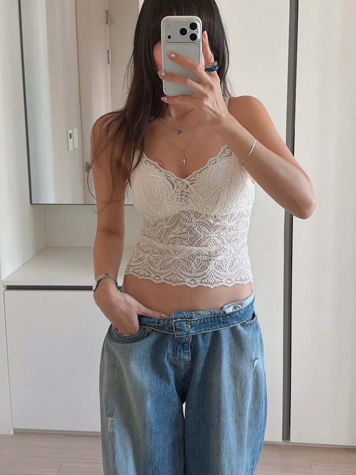 Moran Women - Korean Women Fashion - #momslook - Havana Lace Sleeveless Top - 5