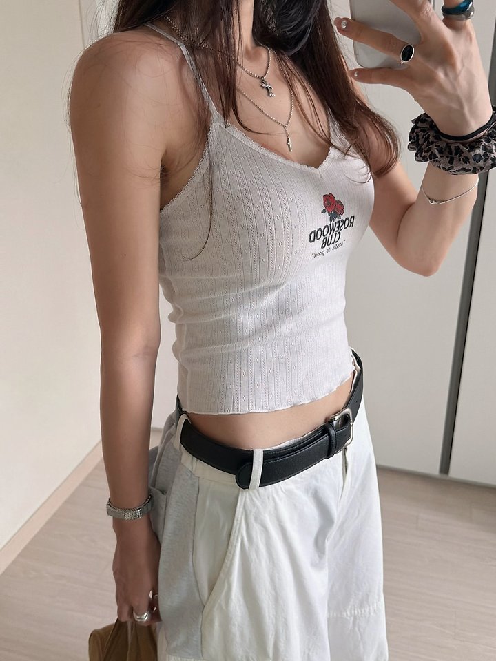 Moran Women - Korean Women Fashion - #momslook - Rose Lace Sleeveless Top - 2