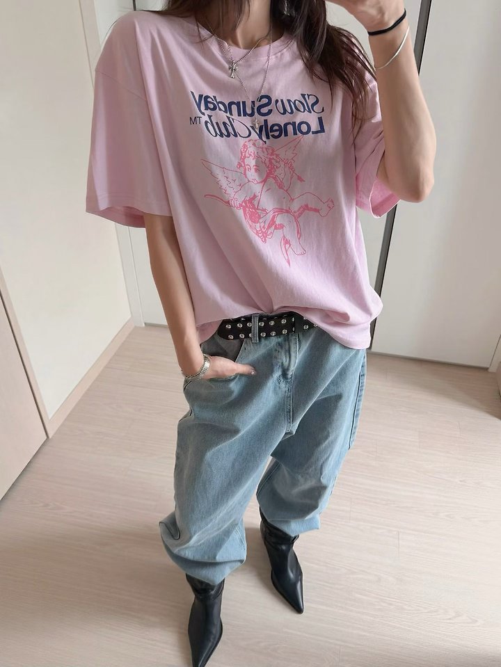 Moran Women - Korean Women Fashion - #momslook - Cupid Short Sleeve Tee - 12