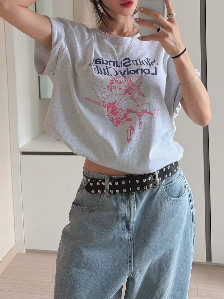 Moran Women - Korean Women Fashion - #womensfashion - Cupid Short Sleeve Tee - 4