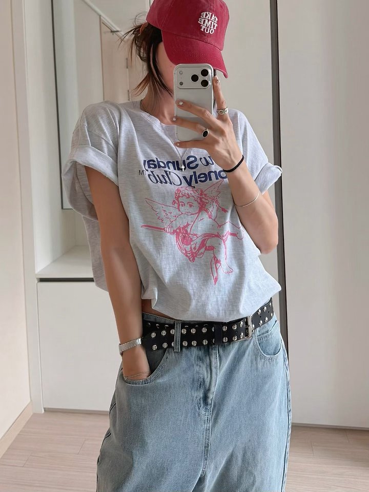 Moran Women - Korean Women Fashion - #momslook - Cupid Short Sleeve Tee - 6