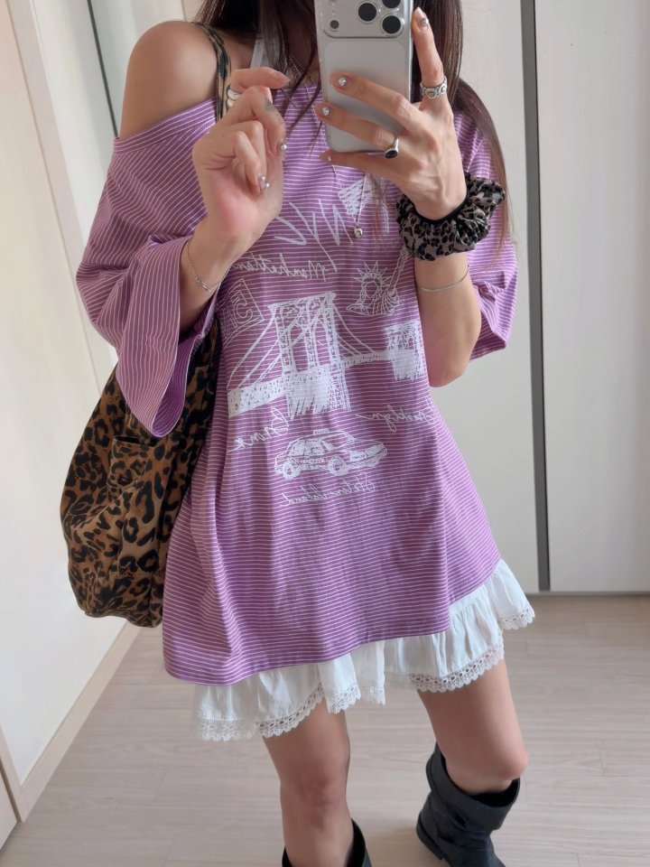 Moran Women - Korean Women Fashion - #momslook - Layered Stripe Shoulder Tee Sleeveless Set - 10
