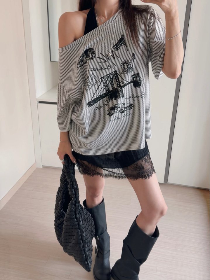 Moran Women - Korean Women Fashion - #womensfashion - Layered Stripe Shoulder Tee Sleeveless Set - 4