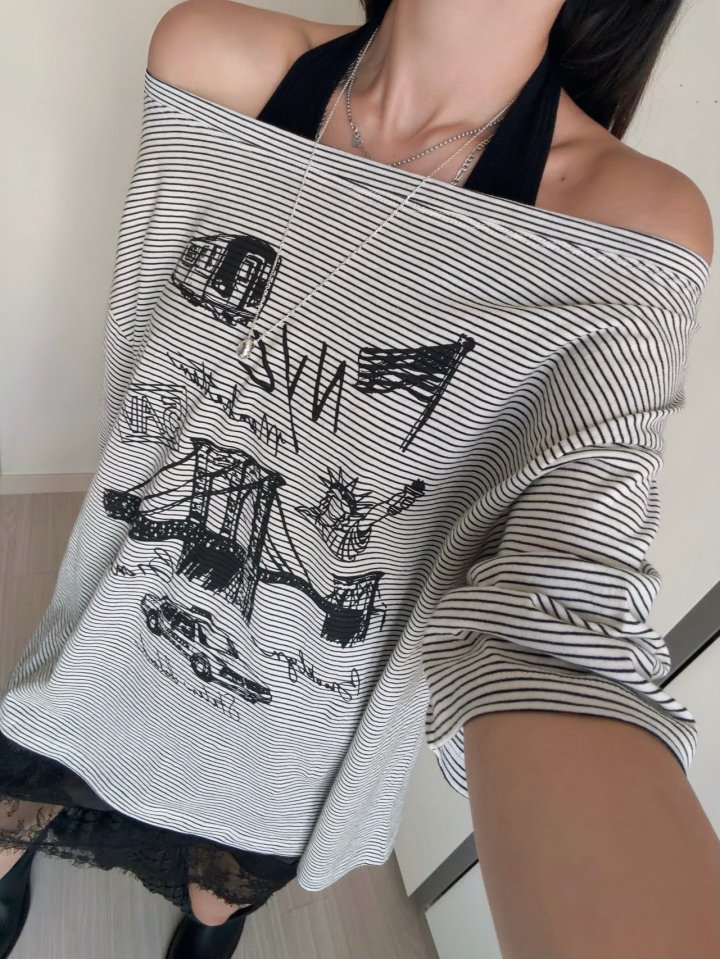 Moran Women - Korean Women Fashion - #momslook - Layered Stripe Shoulder Tee Sleeveless Set - 6