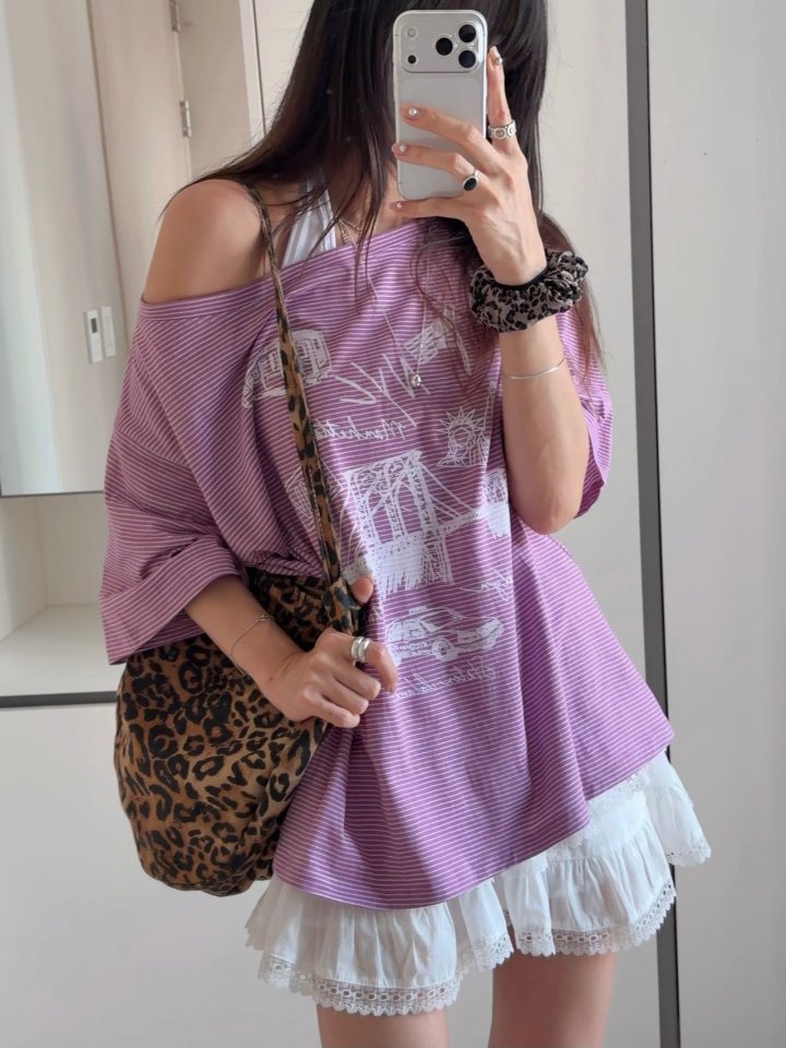 Moran Women - Korean Women Fashion - #momslook - Layered Stripe Shoulder Tee Sleeveless Set - 9