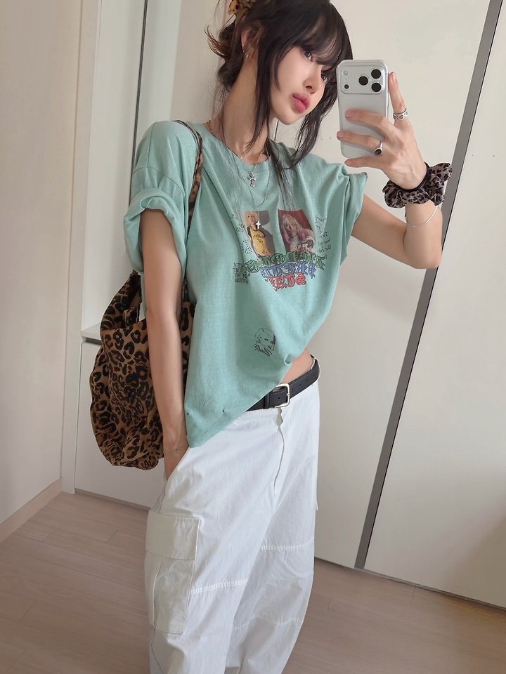 Moran Women - Korean Women Fashion - #thatsdarling - Blondie Vintage Washed Tee - 3