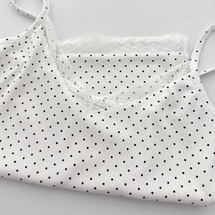 Moran Women - Korean Women Fashion - #womensfashion - Dot Lace Sleeveless Top - 5