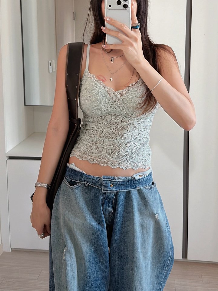 Moran Women - Korean Women Fashion - #womensfashion - Havana Lace Sleeveless Top - 2