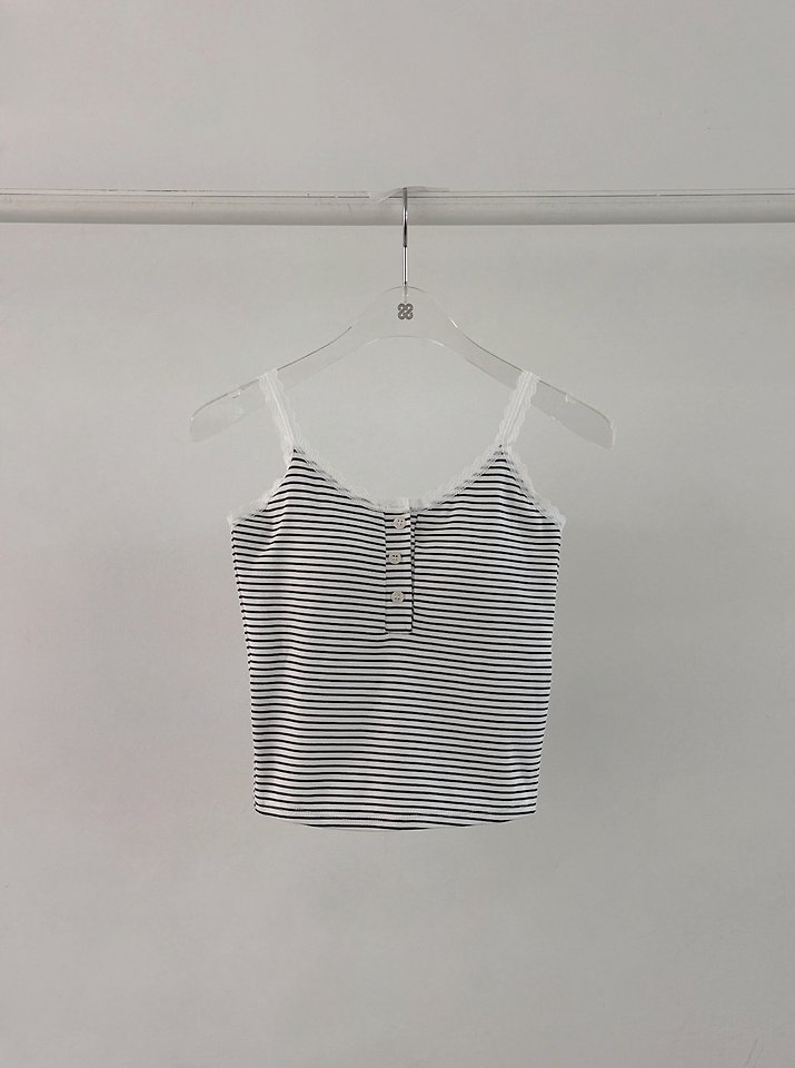 Moran Women - Korean Women Fashion - #womensfashion - Mono Stripe Lace Sleeveless Top