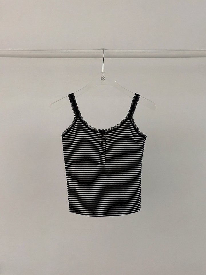 Moran Women - Korean Women Fashion - #womensfashion - Mono Stripe Lace Sleeveless Top - 3