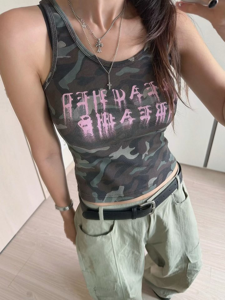 Moran Women - Korean Women Fashion - #womensfashion - Camo Dreams Sleeveless Top - 8
