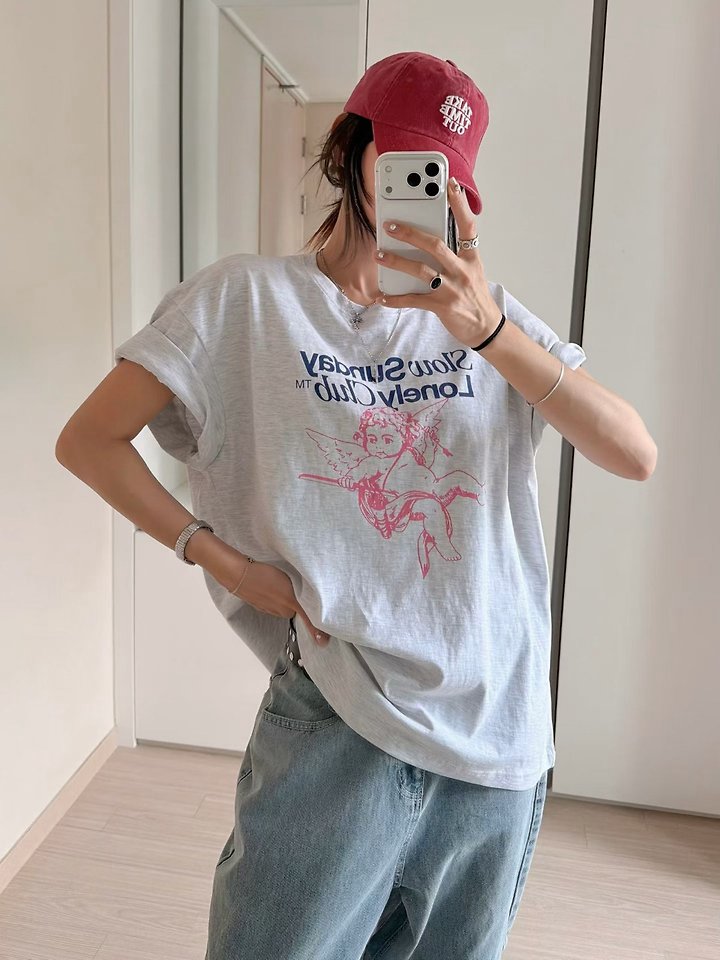 Moran Women - Korean Women Fashion - #womensfashion - Cupid Short Sleeve Tee - 3