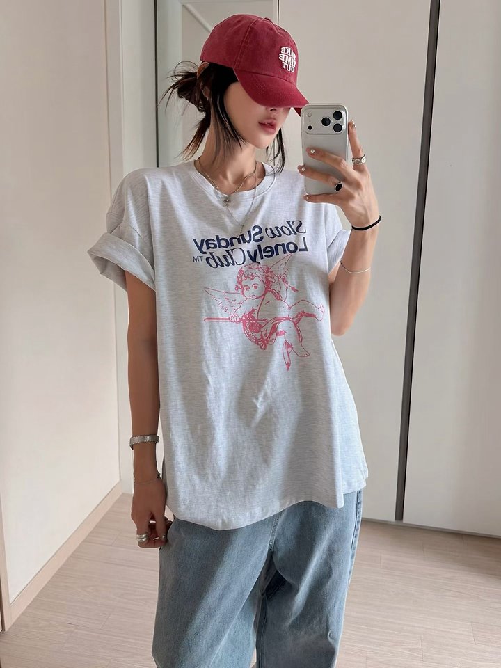 Moran Women - Korean Women Fashion - #womensfashion - Cupid Short Sleeve Tee - 5