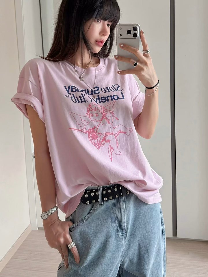 Moran Women - Korean Women Fashion - #womensfashion - Cupid Short Sleeve Tee - 9
