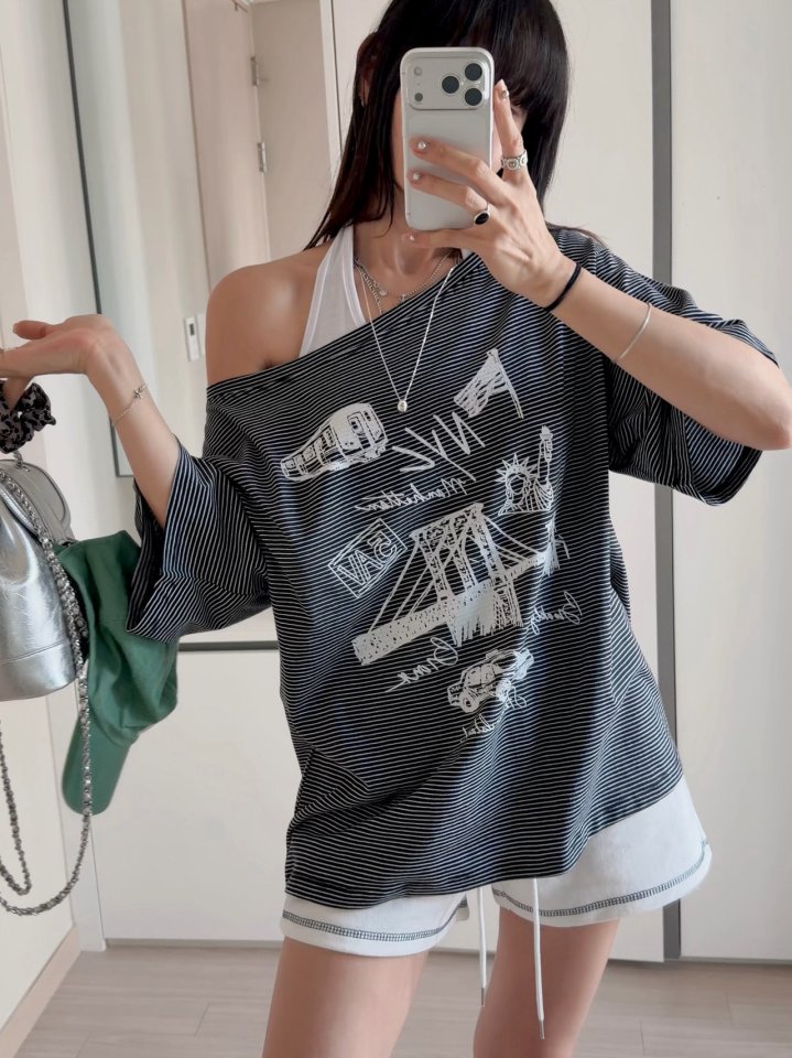 Moran Women - Korean Women Fashion - #womensfashion - Layered Stripe Shoulder Tee Sleeveless Set