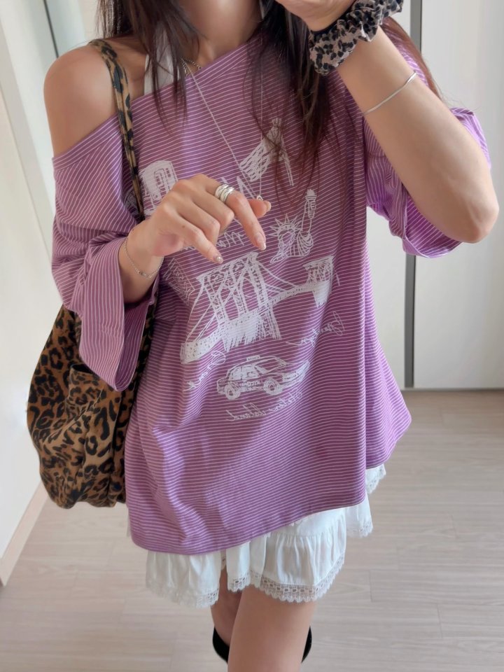 Moran Women - Korean Women Fashion - #womensfashion - Layered Stripe Shoulder Tee Sleeveless Set - 11