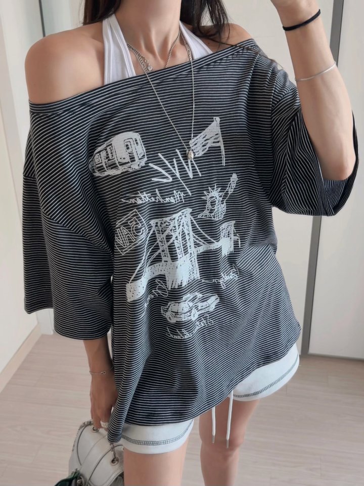 Moran Women - Korean Women Fashion - #womensfashion - Layered Stripe Shoulder Tee Sleeveless Set - 3