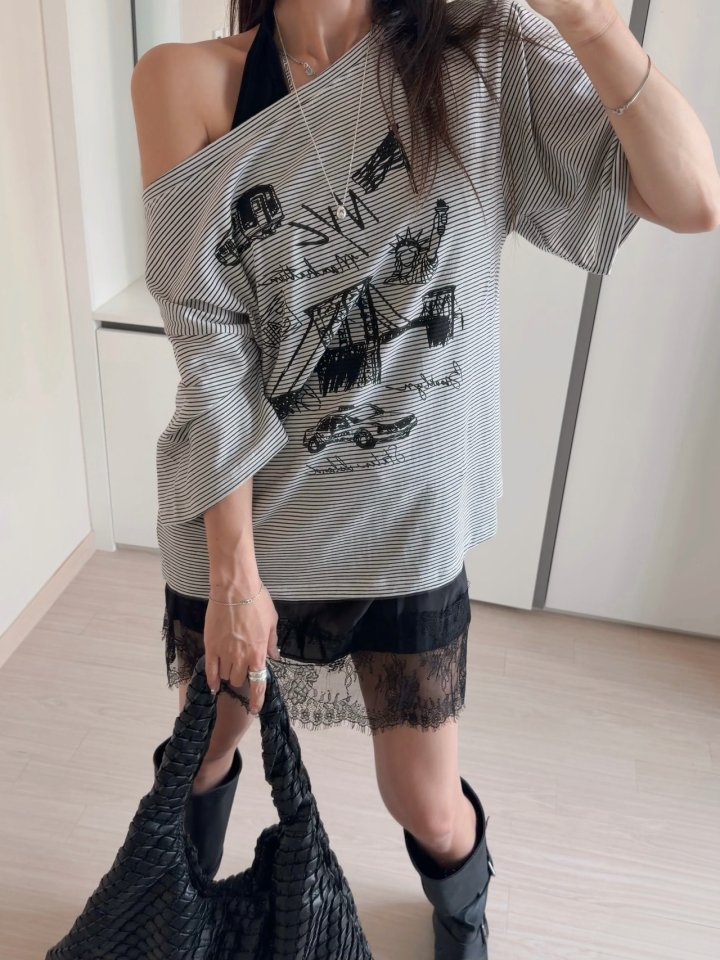 Moran Women - Korean Women Fashion - #womensfashion - Layered Stripe Shoulder Tee Sleeveless Set - 5