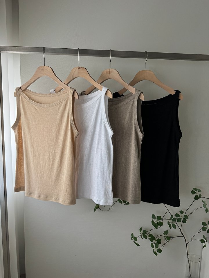 Most - Korean Women Fashion - #momslook - Lip Linen Sleeveless Top - 5