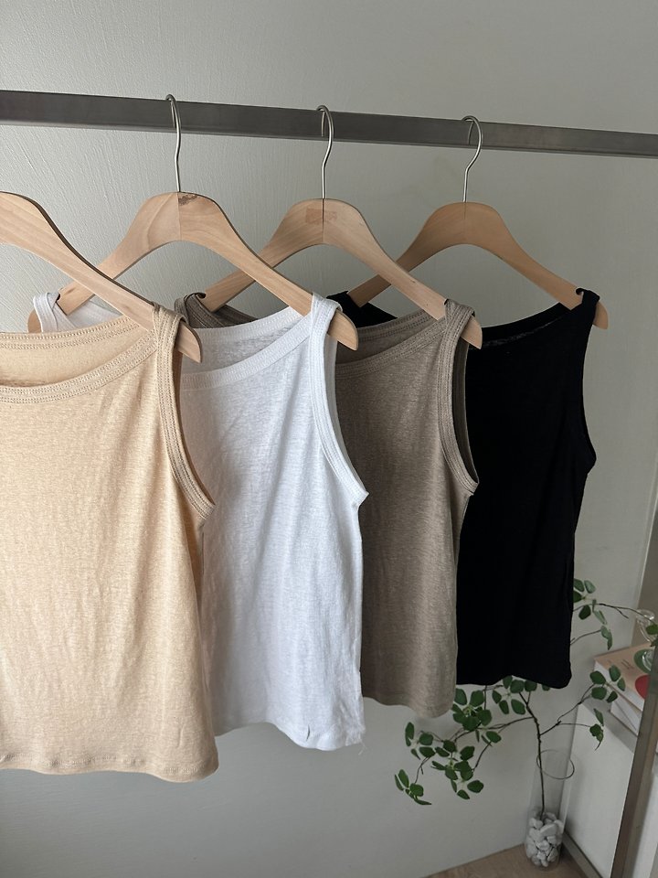 Most - Korean Women Fashion - #momslook - Lip Linen Sleeveless Top - 4