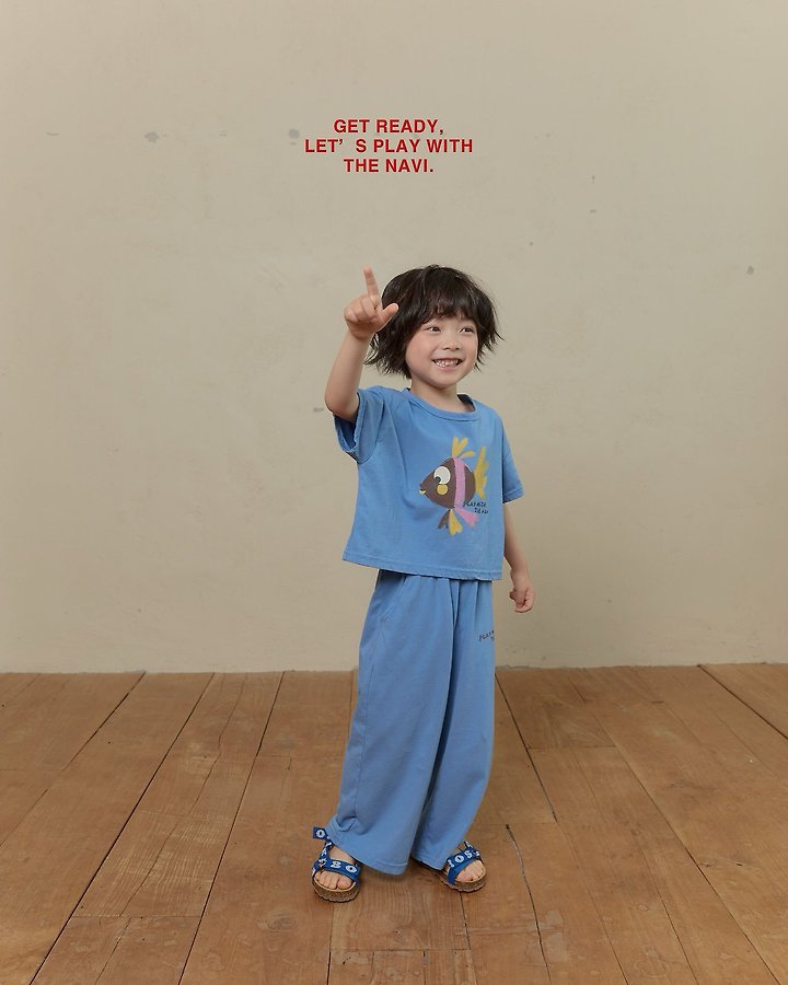 Navi - Korean Children Fashion - #childofig - Aqua Tee - 2