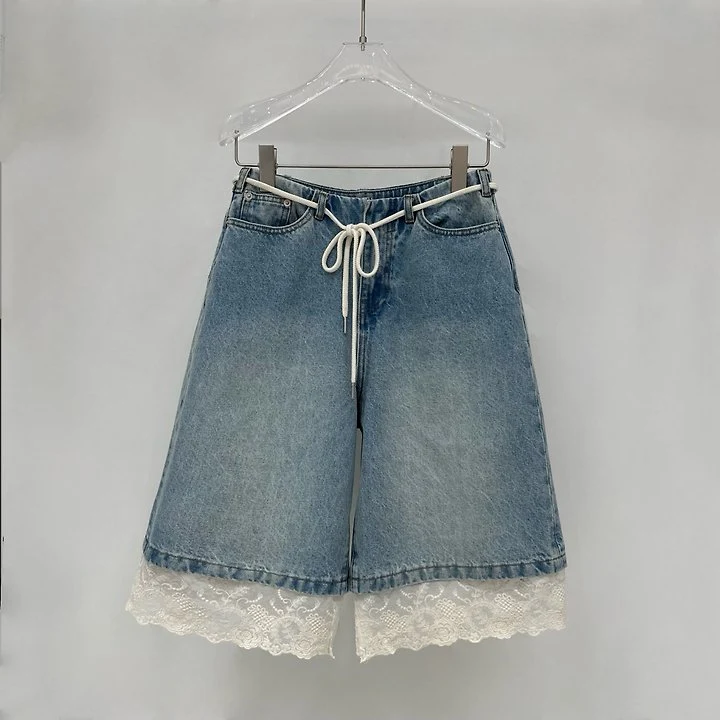 Neroli36 - Korean Women Fashion - #momslook - M Lace Denim Shorts