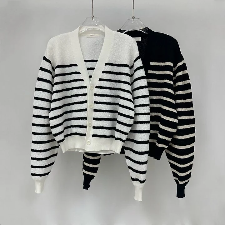 Neroli36 - Korean Women Fashion - #momslook - M Viscose Stripe Cardigan