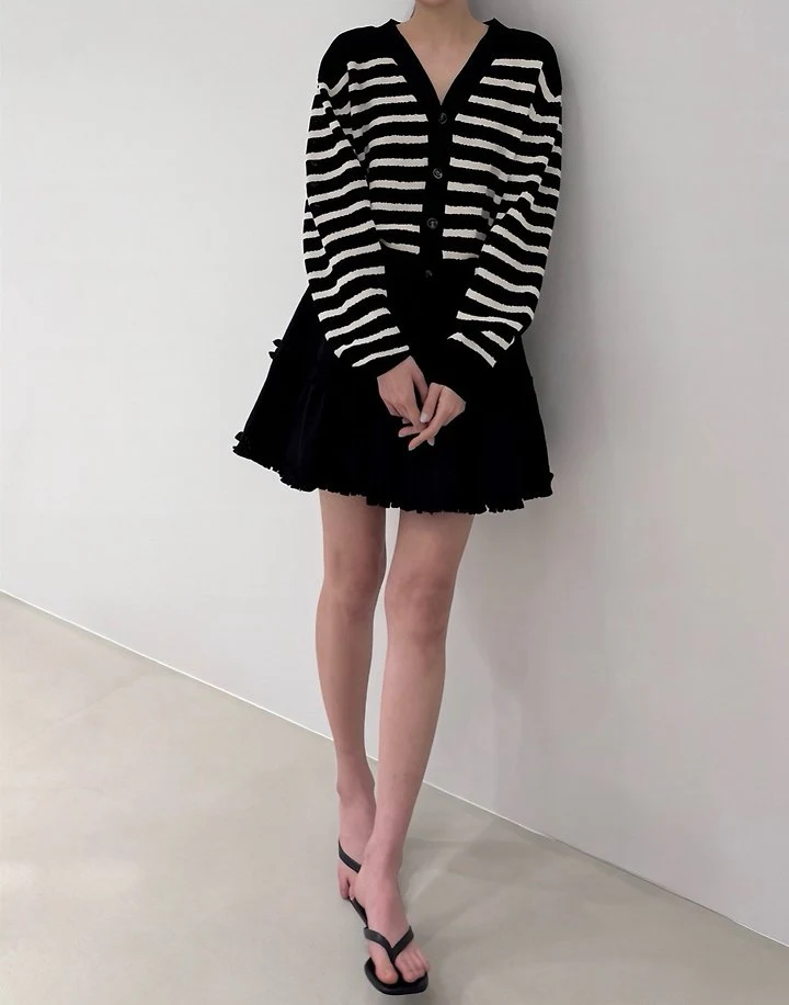Neroli36 - Korean Women Fashion - #momslook - M Viscose Stripe Cardigan - 6