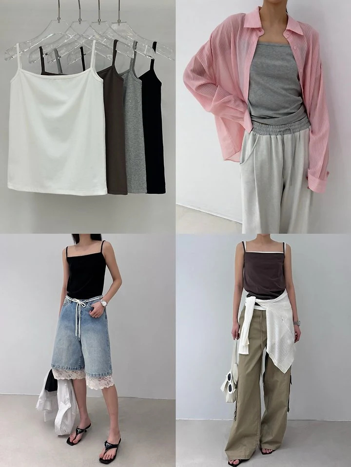 Neroli36 - Korean Women Fashion - #momslook - Ann Square Neck Sleeveless Top - 4