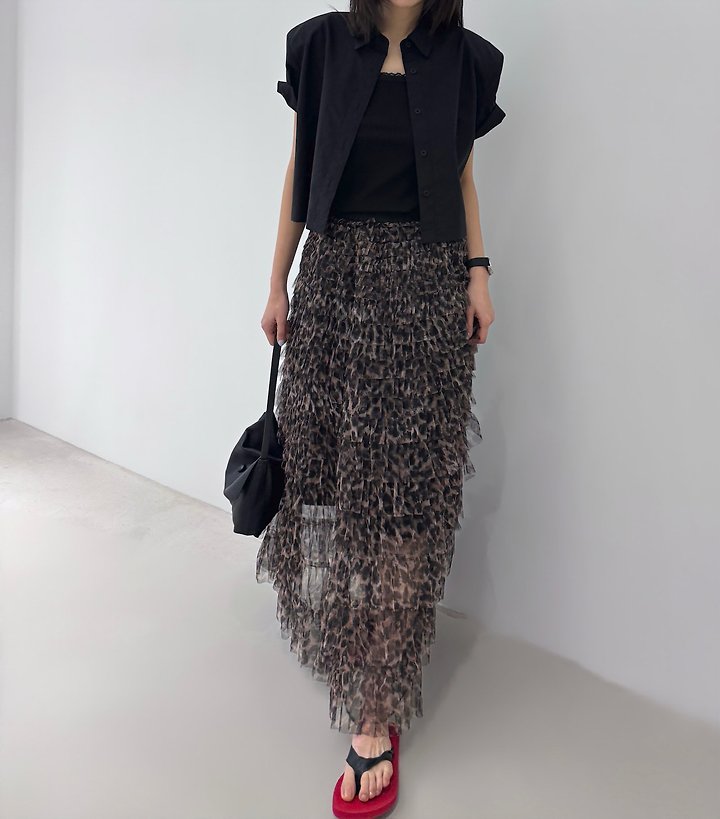 Neroli36 - Korean Women Fashion - #momslook - M Leopard Mesh Skirt - 8