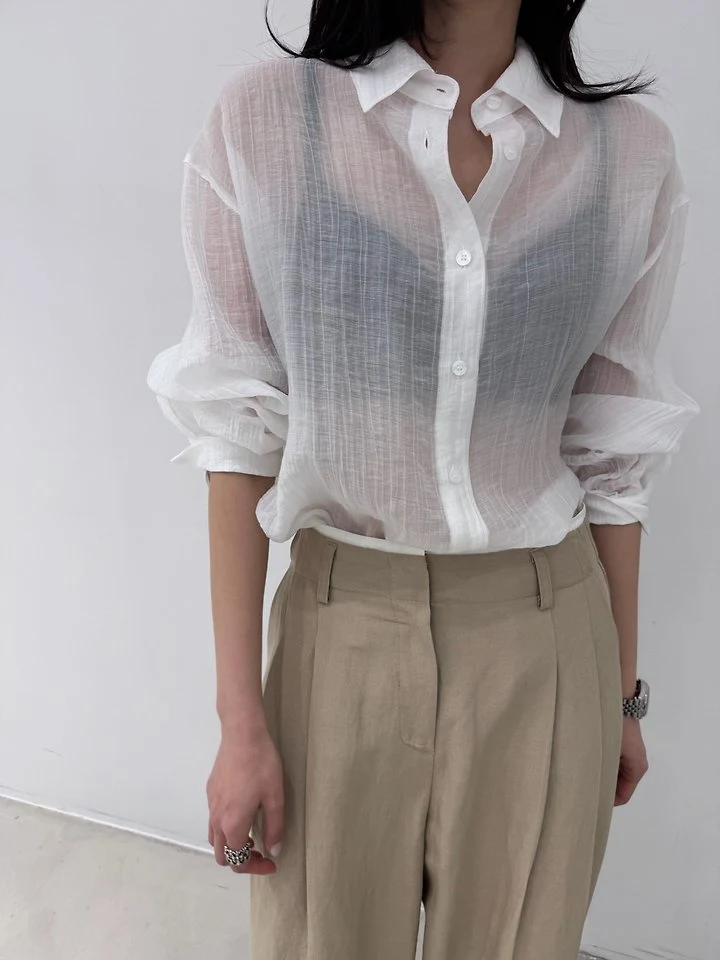 Neroli36 - Korean Women Fashion - #momslook - Tencel Pleated Shirt - 5