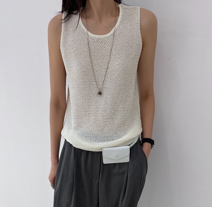 Neroli36 - Korean Women Fashion - #momslook - Paper Knit Sleeveless Top - 10