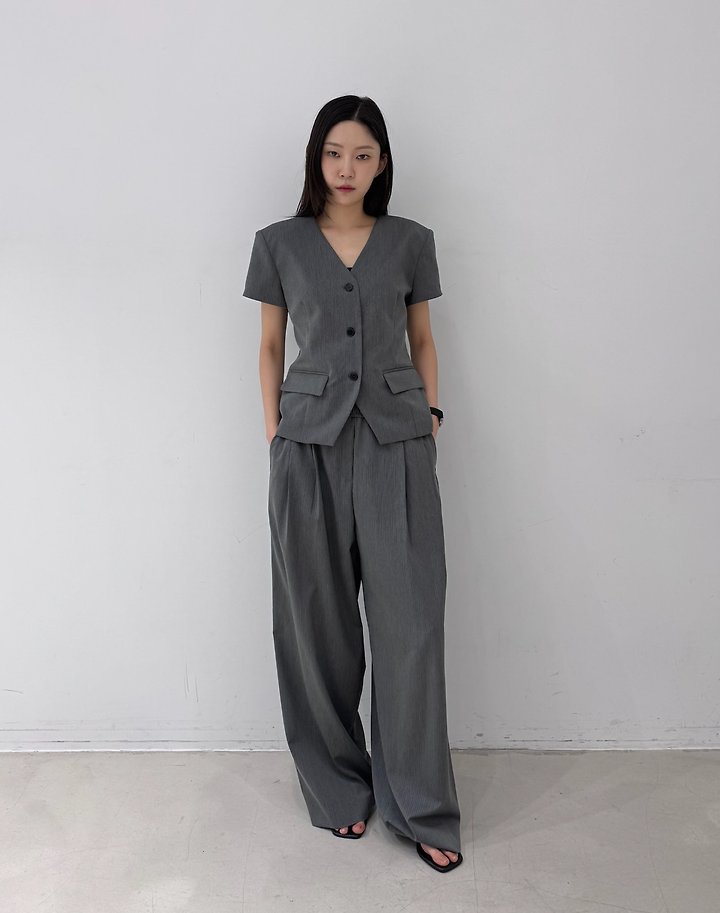Neroli36 - Korean Women Fashion - #momslook - Stripe Pleated Pants - 12