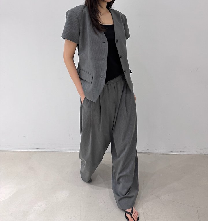 Neroli36 - Korean Women Fashion - #momslook - Stripe Pleated Pants - 9