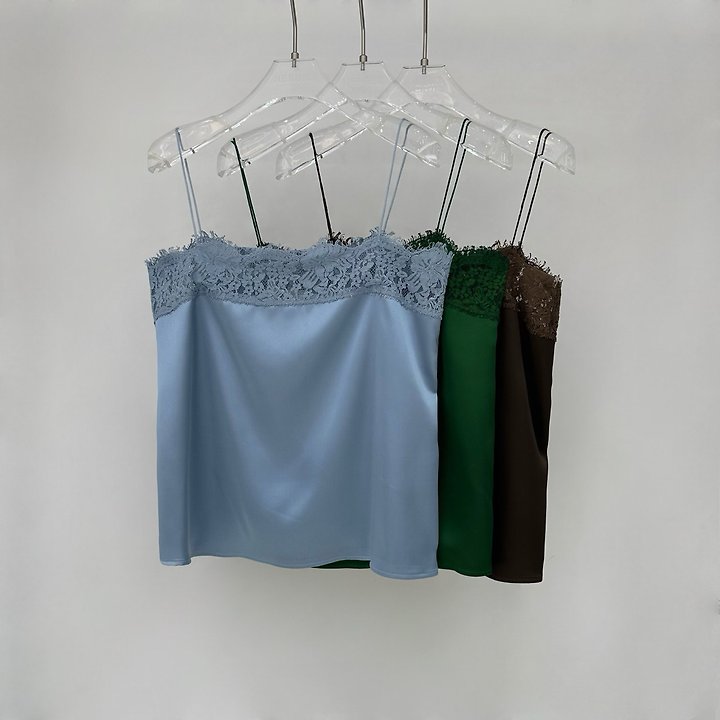 Neroli36 - Korean Women Fashion - #momslook - Lace Satin Camisole