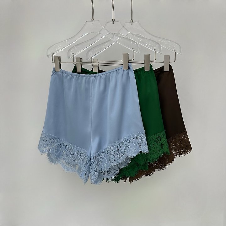 Neroli36 - Korean Women Fashion - #momslook - Lace Satin Shorts