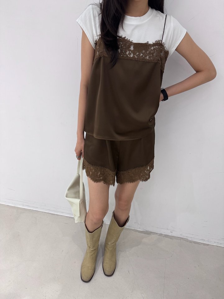 Neroli36 - Korean Women Fashion - #momslook - Lace Satin Shorts - 11