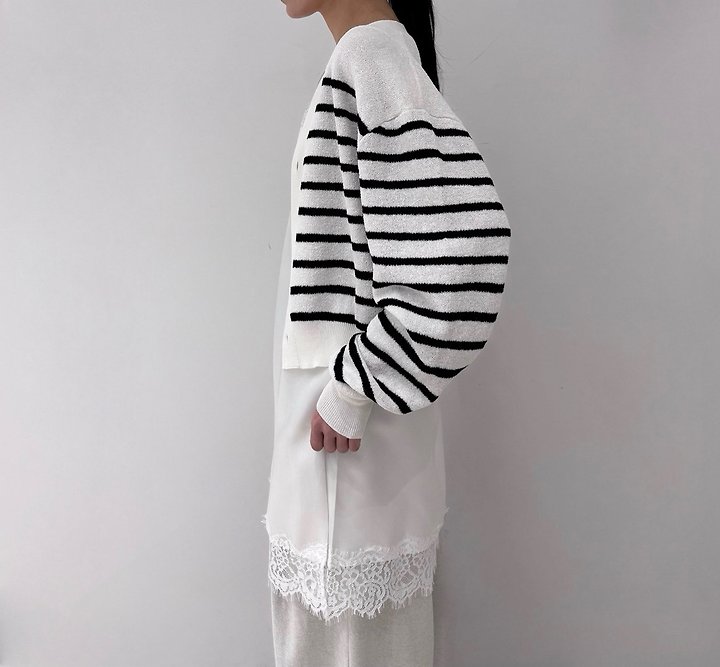 Neroli36 - Korean Women Fashion - #restrostyle - M Viscose Stripe Cardigan - 12