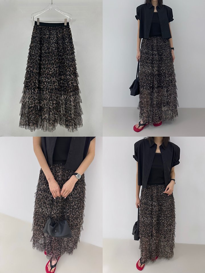 Neroli36 - Korean Women Fashion - #restrostyle - M Leopard Mesh Skirt - 3