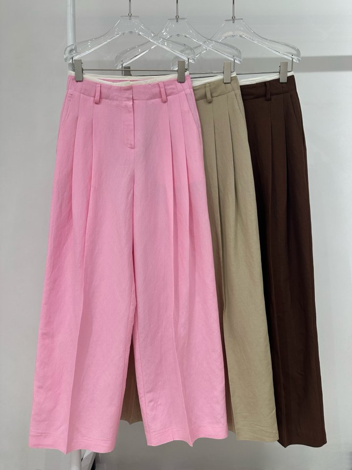 Neroli36 - Korean Women Fashion - #shopsmall - High Linen Contrast Pants