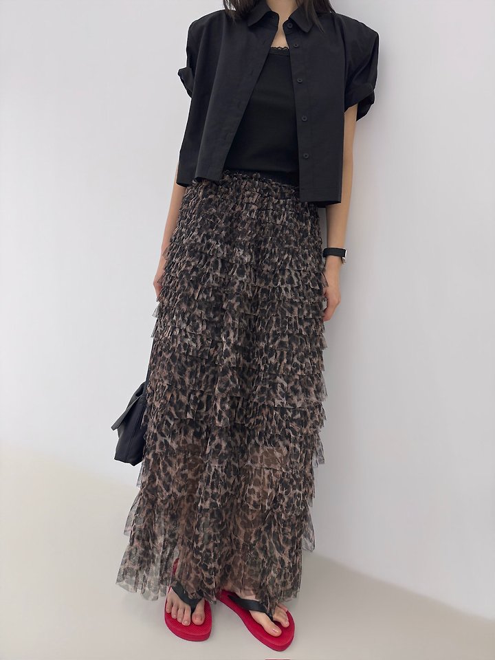 Neroli36 - Korean Women Fashion - #thatsdarling - M Leopard Mesh Skirt - 6