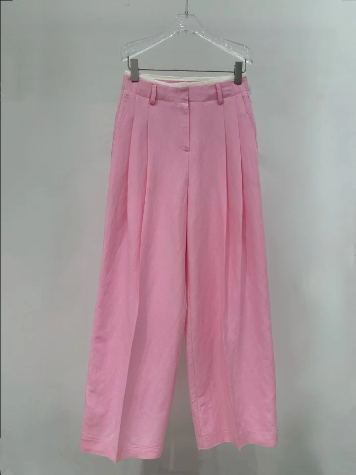Neroli36 - Korean Women Fashion - #thatsdarling - High Linen Contrast Pants - 2