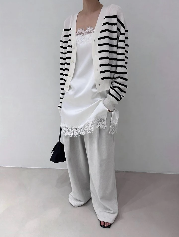 Neroli36 - Korean Women Fashion - #vintageinspired - M Viscose Stripe Cardigan - 9
