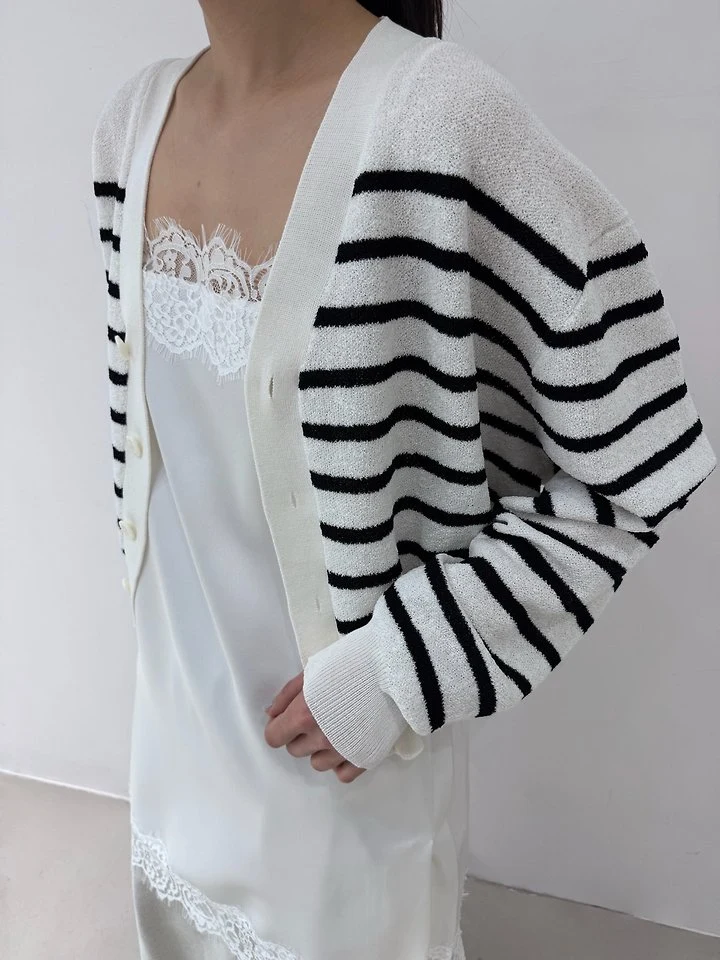 Neroli36 - Korean Women Fashion - #vintagekidsstyle - M Viscose Stripe Cardigan - 10