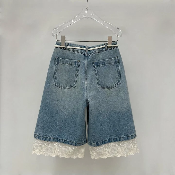 Neroli36 - Korean Women Fashion - #womensfashion - M Lace Denim Shorts - 2